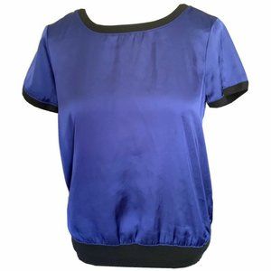 Sunny Leigh Cobalt Blue Short Sleeve Top Size Small Exposed Zipper